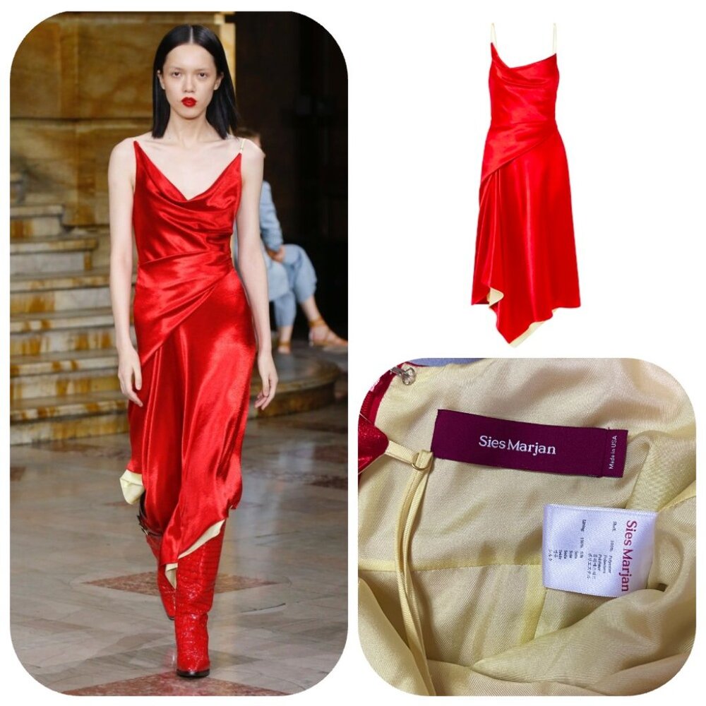Auc Sies Marjan Farrah Liquid Satin Red dress 4 - Picture 1 of 14